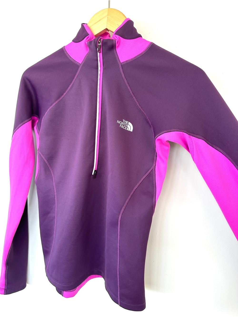 The North Face Purple and Hot Pink Half-Zip Pullover, Fitted, Athletic